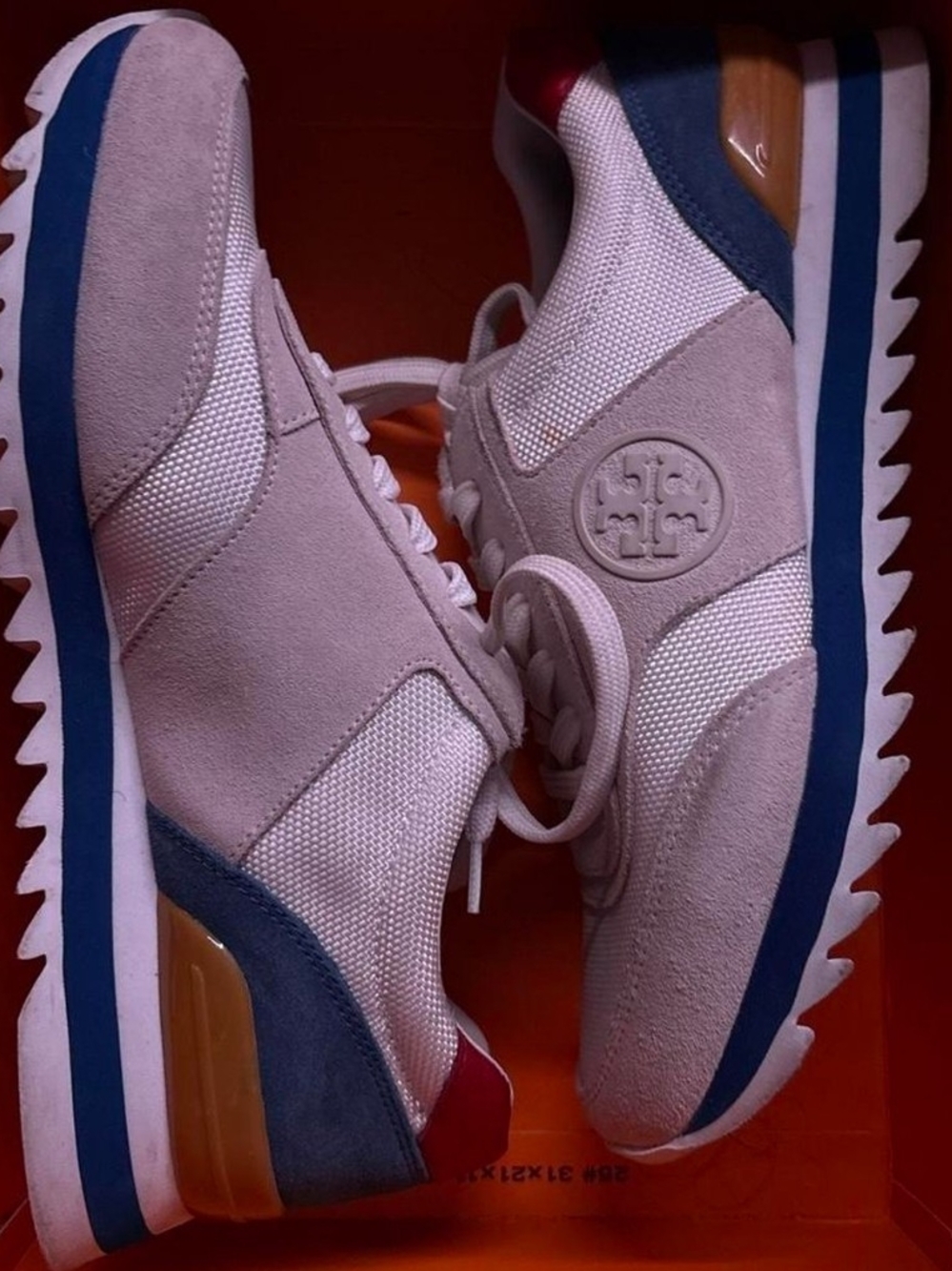 Tory Burch Cream, Blue & Tan Men's Sneakers